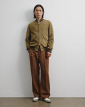 Sergent unlined bomber jacket in suede leather. Green - Soldier