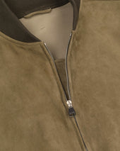 Sergent unlined bomber jacket in suede leather. Green - Soldier