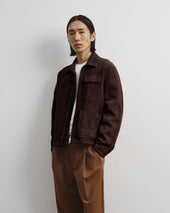 Brad unlined zip jacket in suede leather. Brown - Caffè
