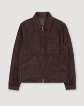 Brad unlined zip jacket in suede leather. Brown - Caffè