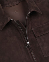 Brad unlined zip jacket in suede leather. Brown - Caffè