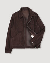 Brad unlined zip jacket in suede leather. Brown - Caffè