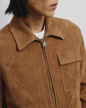 Brad unlined zip jacket in suede leather. Beige - Arachide
