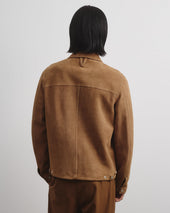 Brad unlined zip jacket in suede leather. Beige - Arachide