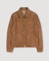 Brad unlined zip jacket in suede leather. Beige - Arachide