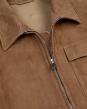 Brad unlined zip jacket in suede leather. Beige - Arachide