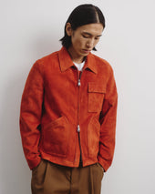Brad Unlined Zip Jacket In Suede Leather Coccio