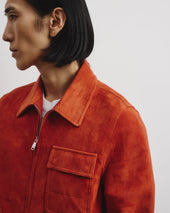 Brad Unlined Zip Jacket In Suede Leather Coccio
