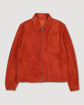 Brad Unlined Zip Jacket In Suede Leather Coccio