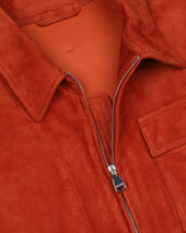 Brad Unlined Zip Jacket In Suede Leather Coccio