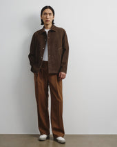 Ted unlined coach jacket in suede leather. Green - Muschio