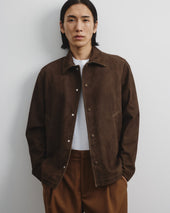 Ted unlined coach jacket in suede leather. Green - Muschio