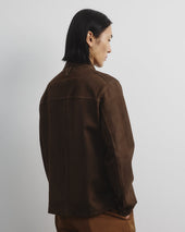 Ted unlined coach jacket in suede leather. Green - Muschio