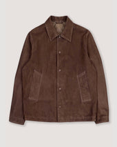 Ted unlined coach jacket in suede leather. Green - Muschio