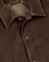 Ted unlined coach jacket in suede leather. Green - Muschio