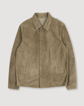 Ted unlined coach jacket in suede leather. Green - Soldier