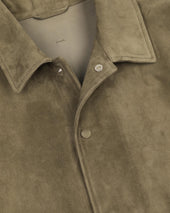 Ted unlined coach jacket in suede leather. Green - Soldier