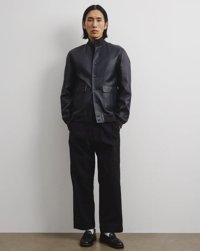 Unlined Valstarino jacket in nappa leather - Navy blue