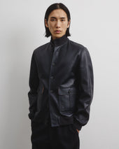 Unlined Valstarino jacket in nappa leather - Navy blue