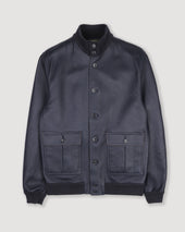 Unlined Valstarino jacket in nappa leather - Navy blue