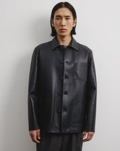 Luke unlined work jacket in nappa leather. Blue - Navy