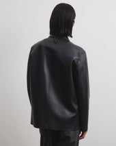 Luke unlined work jacket in nappa leather. Blue - Navy