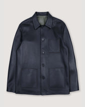 Luke unlined work jacket in nappa leather. Blue - Navy