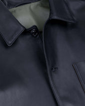Luke unlined work jacket in nappa leather. Blue - Navy