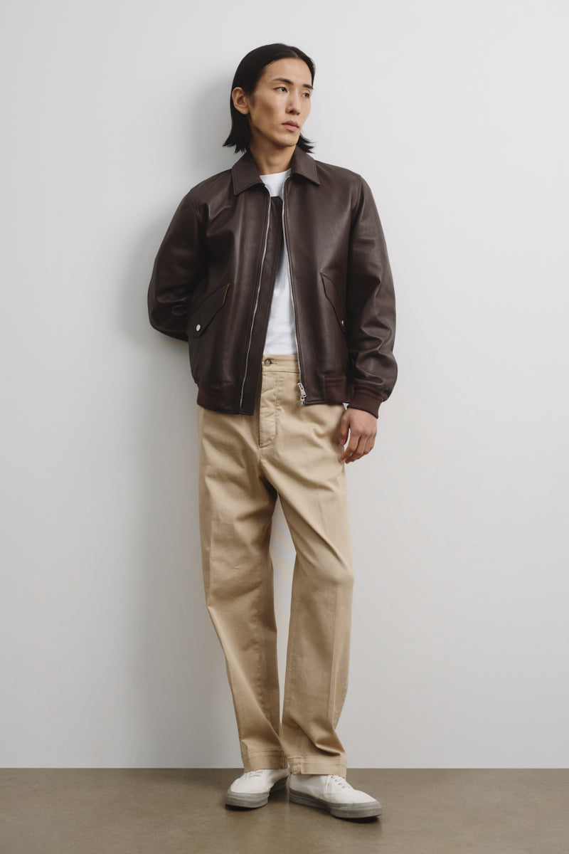 Roy Unlined Flight Jacket In Nappa Leather Caff