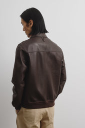 Roy unlined flight jacket in nappa leather. Brown - Caffè