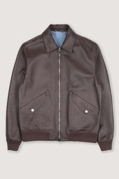 Roy unlined flight jacket in nappa leather. Brown - Caffè