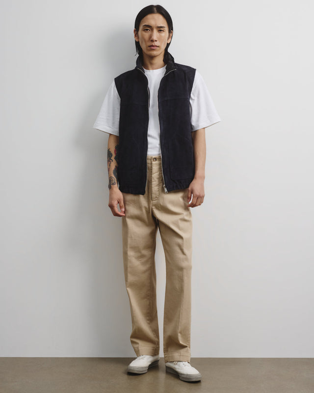 Foley reversible vest in suede leather and waterproof fabric. - eversible hooded jacket in suede leather and waterproof fabric. Beige