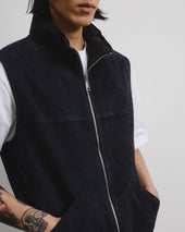 Foley reversible vest in suede leather and waterproof fabric. - eversible hooded jacket in suede leather and waterproof fabric. Beige