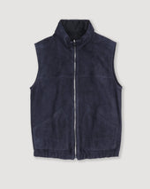 Foley reversible vest in suede leather and waterproof fabric. - eversible hooded jacket in suede leather and waterproof fabric. Beige