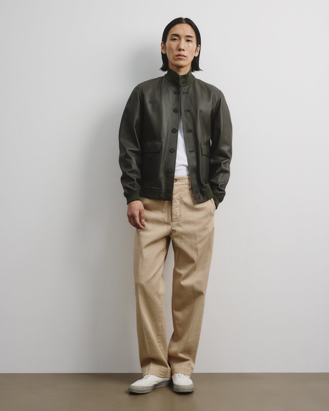 Unlined Valstarino Jacket In Nappa Leather Green Caccia
