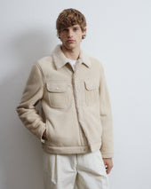Davis shearling suede trucker jacket. Cream - Off white