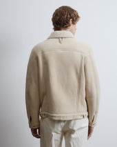 Davis shearling suede trucker jacket. Cream - Off white