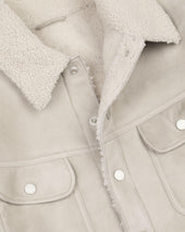 Davis shearling suede trucker jacket. Cream - Off white