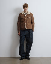 Davis shearling suede trucker jacket. Brown - Grege/Naturale