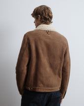 Davis shearling suede trucker jacket. Brown - Grege/Naturale