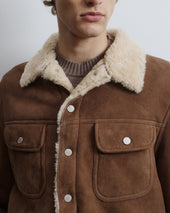 Davis shearling suede trucker jacket. Brown - Grege/Naturale