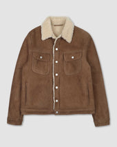 Davis shearling suede trucker jacket. Brown - Grege/Naturale