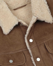 Davis shearling suede trucker jacket. Brown - Grege/Naturale