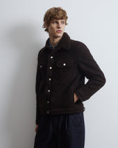 Davis shearling suede trucker jacket. Brown - Caffè