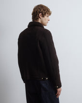 Davis shearling suede trucker jacket. Brown - Caffè