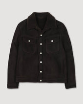 Davis shearling suede trucker jacket. Brown - Caffè
