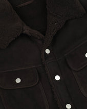 Davis shearling suede trucker jacket. Brown - Caffè
