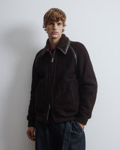 Martin shearling suede bomber jacket. Brown - Caffè