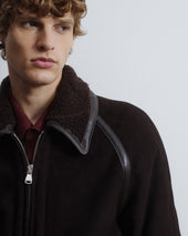 Martin shearling suede bomber jacket. Brown - Caffè
