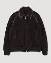 Martin shearling suede bomber jacket. Brown - Caffè